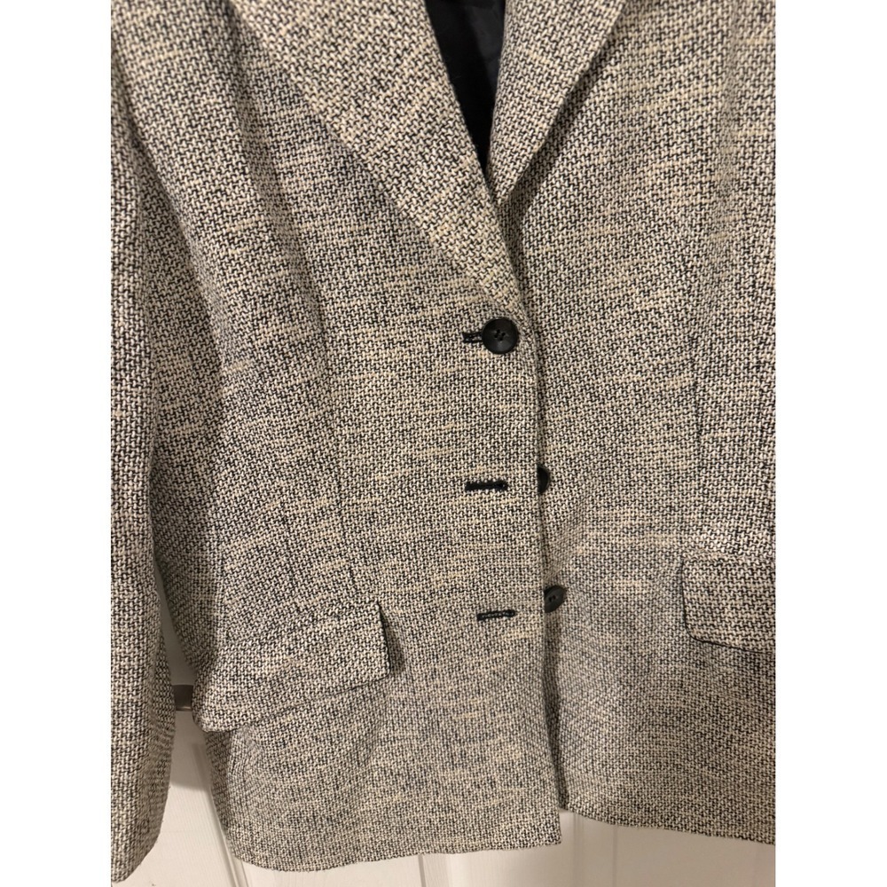 Le Suit Women's Textured Tweed Blazer Jacket Size 16 Beige Black Business - Picture 3 of 6